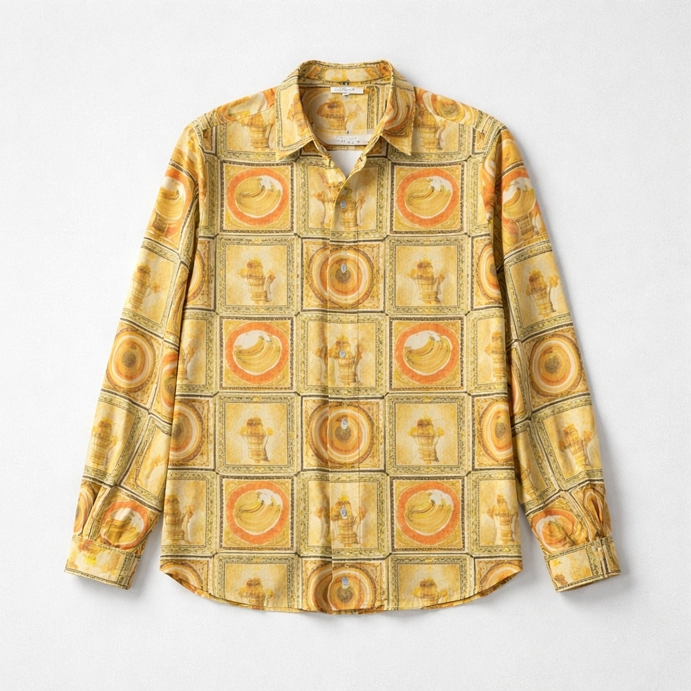 Rose & Olive Yellow Patterned Button-Down Shirt